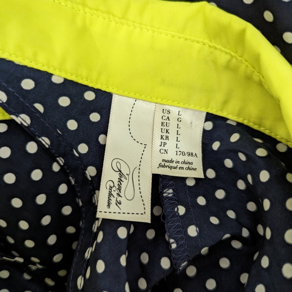 FOREVER 21 Exclusive collection | navy polka dot peplum layered dress, large - Picture 5 of 8